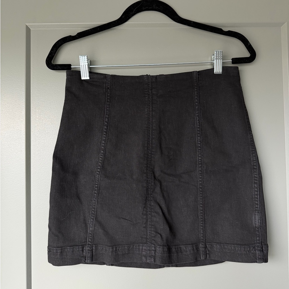 Free People Black Denim Skirt